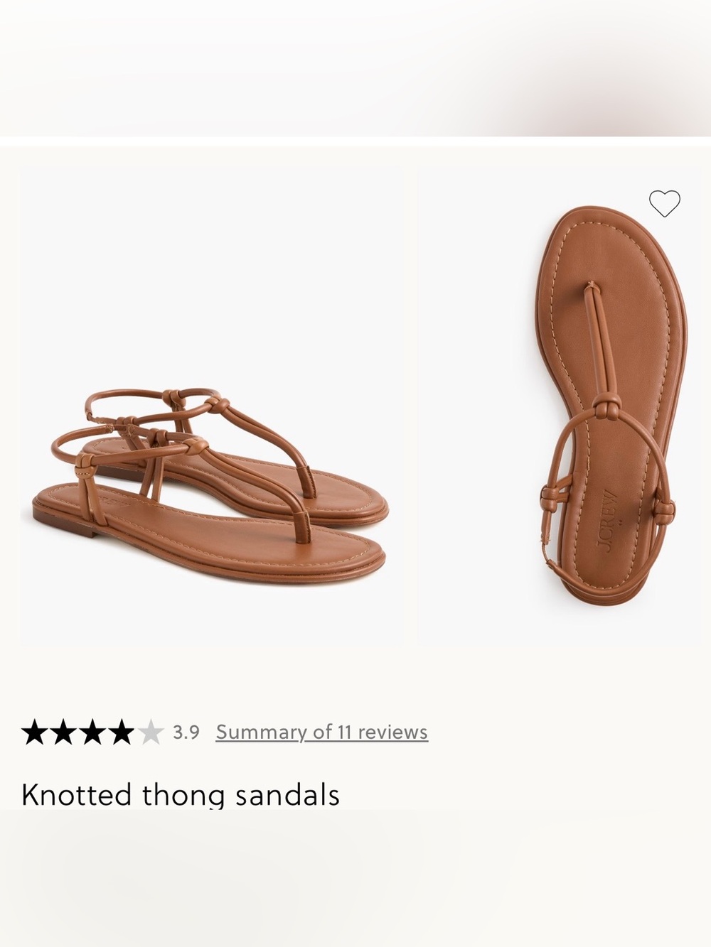 J. Crew Knotted Leather T-Strap Sandals in Brown